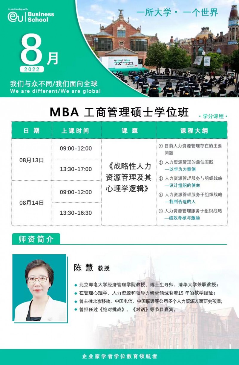 EU商学院DBA 2022年8月开课通知